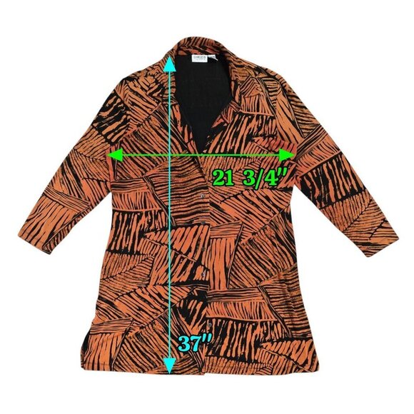 Chico's Travelers Burnt Orange Black Abstract Slinky Knit Shirt Dress Vacation - Picture 3 of 9